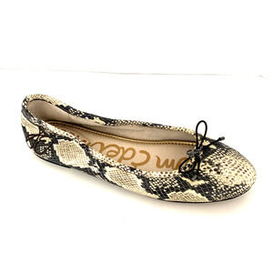 Sam Edelman Felicia Ballet Flat Python Snake Print Leather Bow Round Toe…